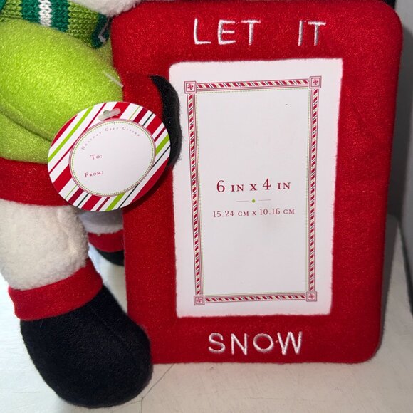 NWT "Let It Snow" Snowman Plush Figurine 11” Standing Frame 4x6 Memories - Picture 4 of 10